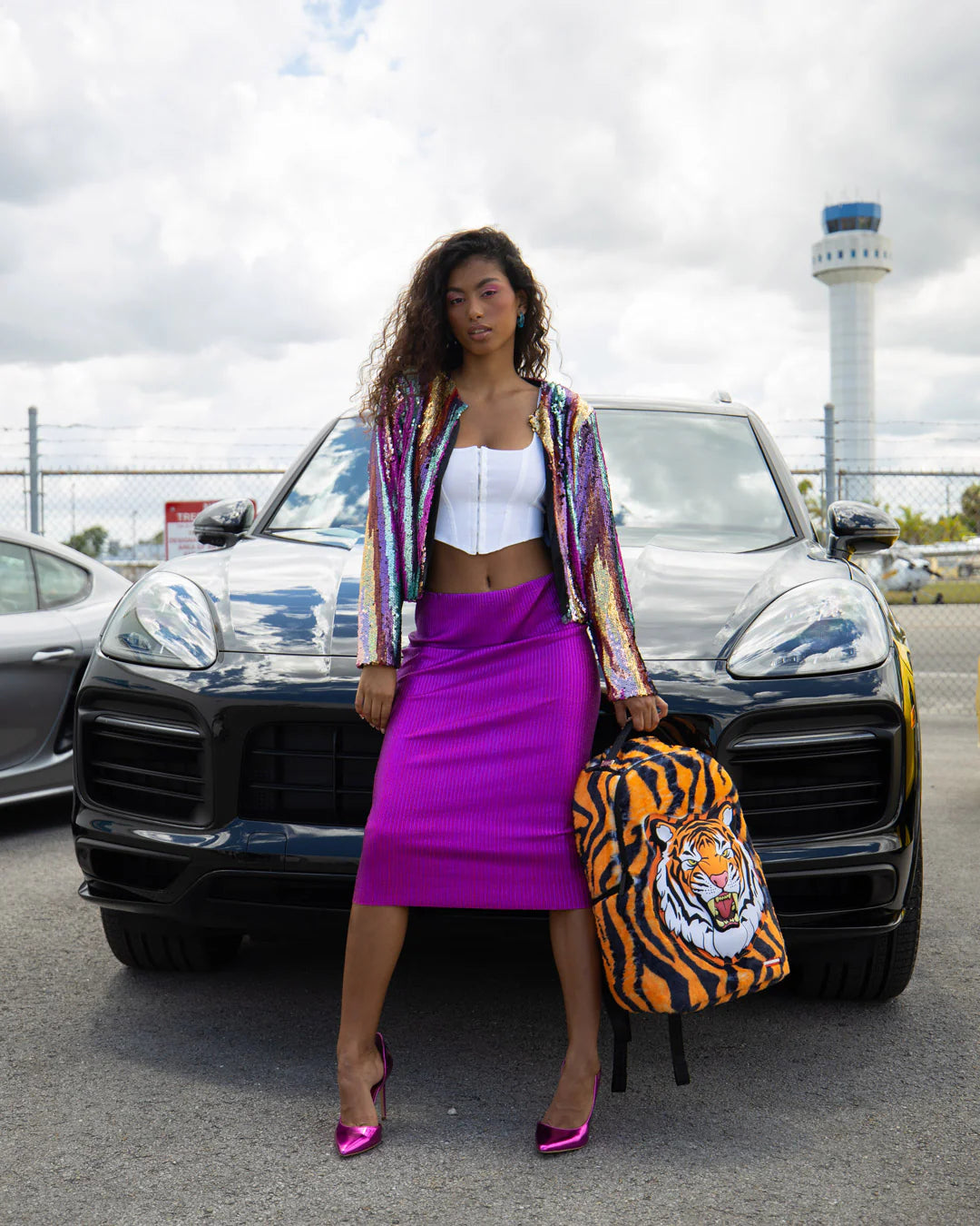 TIGER COZY VELOUR FUR BACKPACK - Image 4