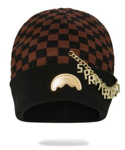 GOLD CHAIN CHECK BEANIE