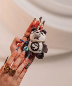 Alternative view of PANDA SKI MASK BEAR KEYCHAIN