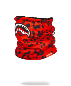 Alternative view of RED LEOPARD NECK WARMER