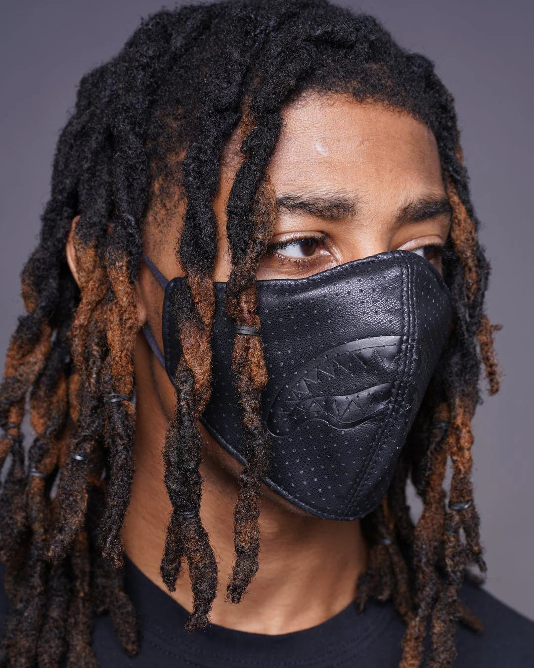 MIDNIGHT SHARK VEGAN LEATHER FACEMASK - Image 2