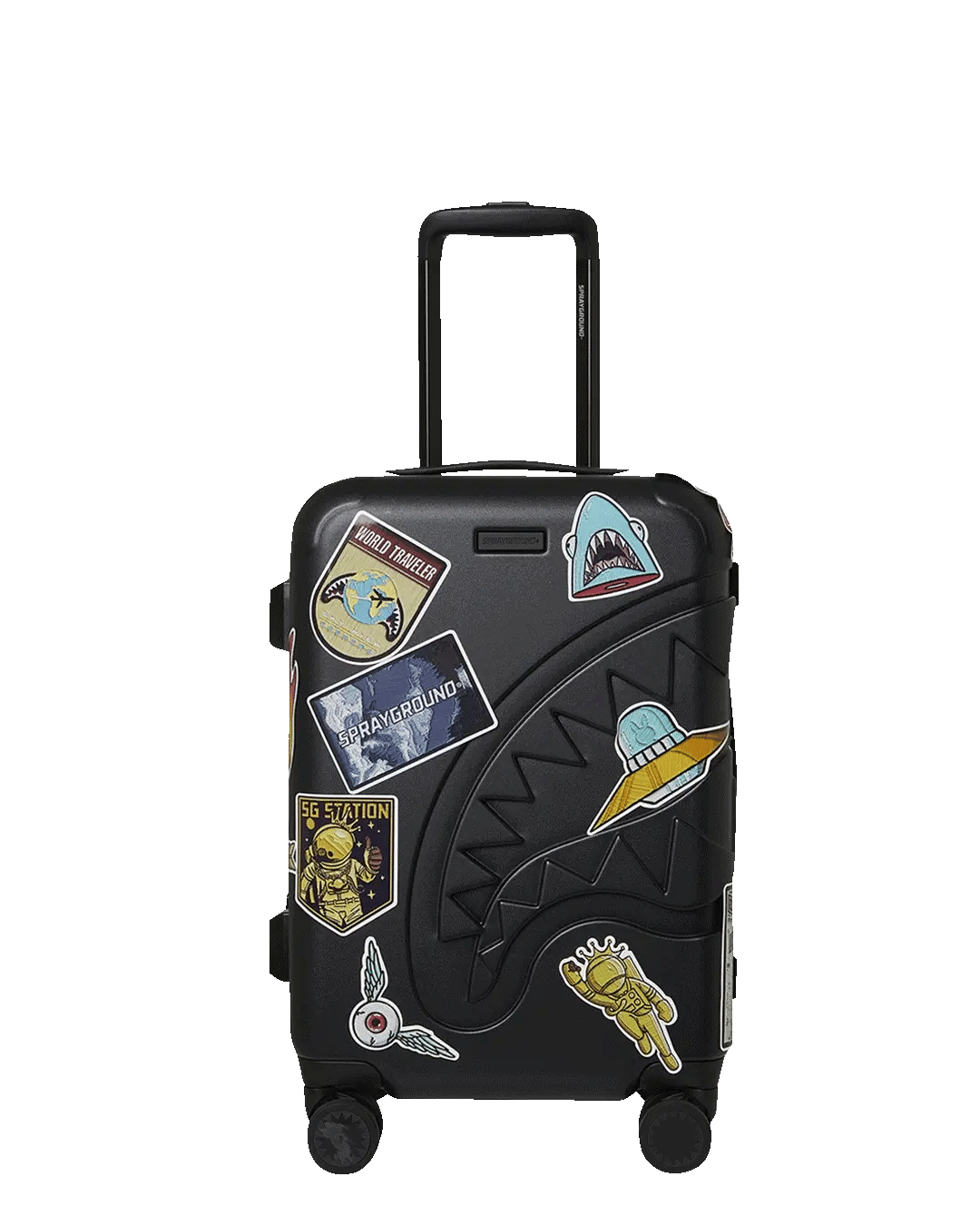 THE JOURNEY BEGINS SHARKITECTURE CARRY-ON LUGGAGE BLACK WITH EXTRA STICKERS - Image 3