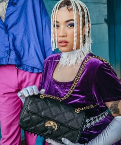 Alternative view of NOIR QUILT GOLD CHAIN SHARK HANDBAG