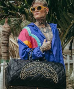 Alternative view of NOIR QUILT GOLD CHAIN SHARK DUFFLE