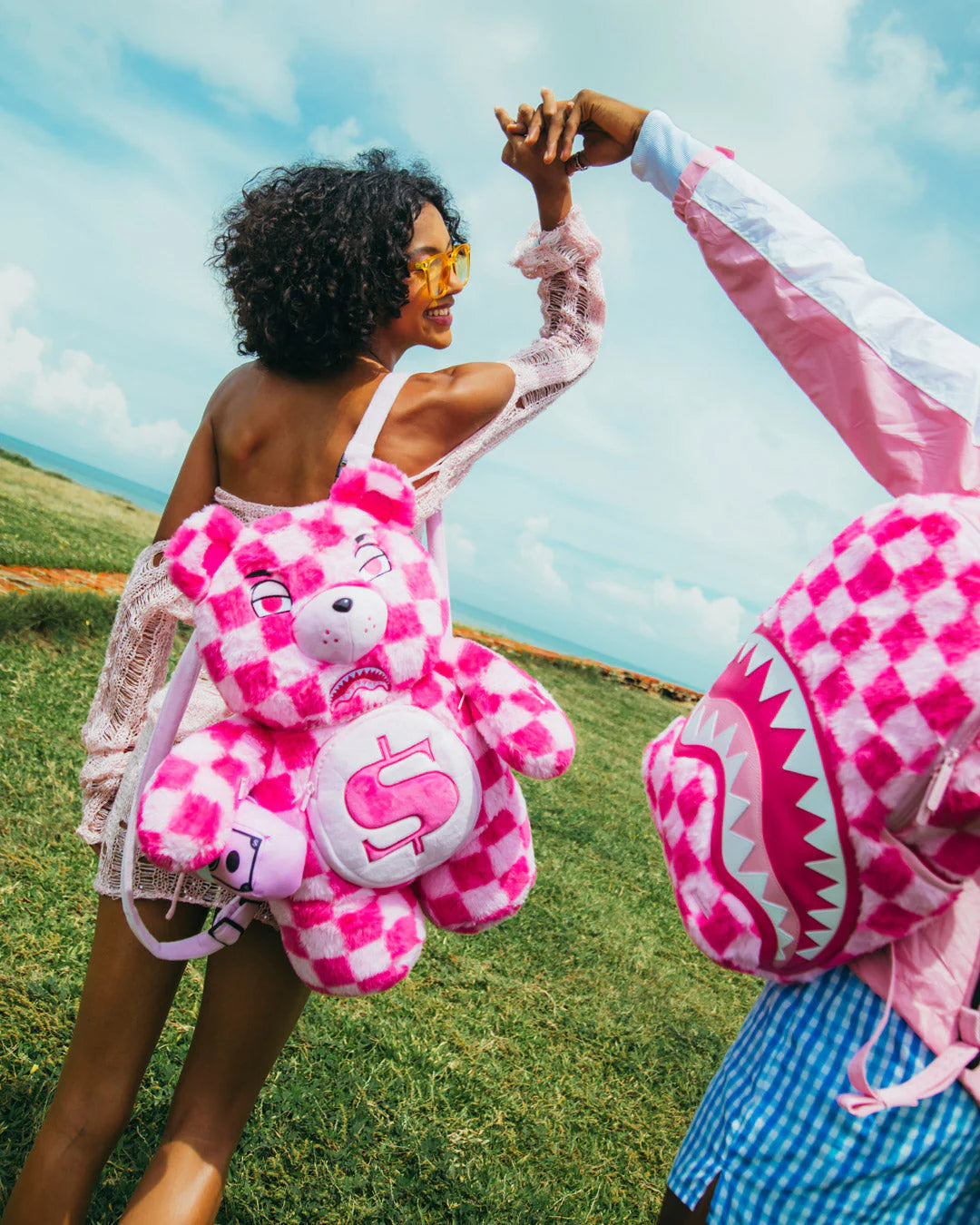 FURZILLA SHARK (PINK CHECK) MONEYBEAR BACKPACK - Image 6