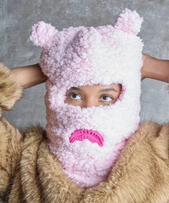 Alternative view of PINK FLEECE BEAR EARS SKI MASK