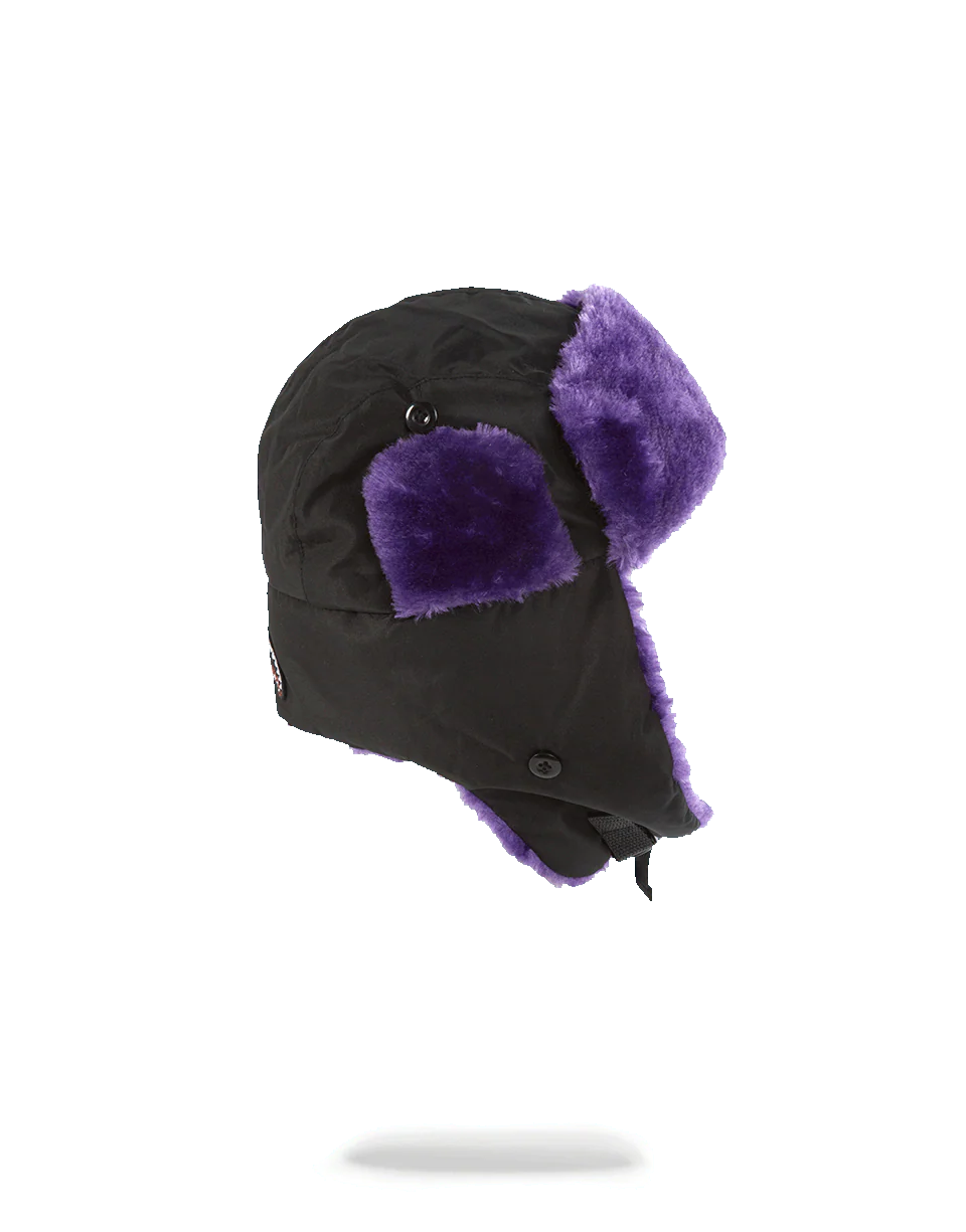 BLACK 3M PURPLE FUR AVIATOR HAT - Image 3