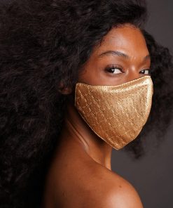Alternative view of GOLD MONEY PATTERN VEGAN LEATHER FACE MASK